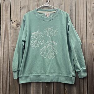 Imperfect Post Surf graphic sweatshirt sz medium cotton blend leaf print ribbed